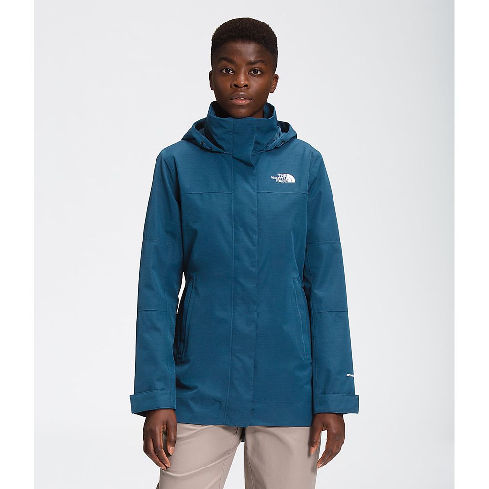 The North Face Rain Jacket Womens Australia - The North Face Westoak City Trench Blue (UYS-502367)